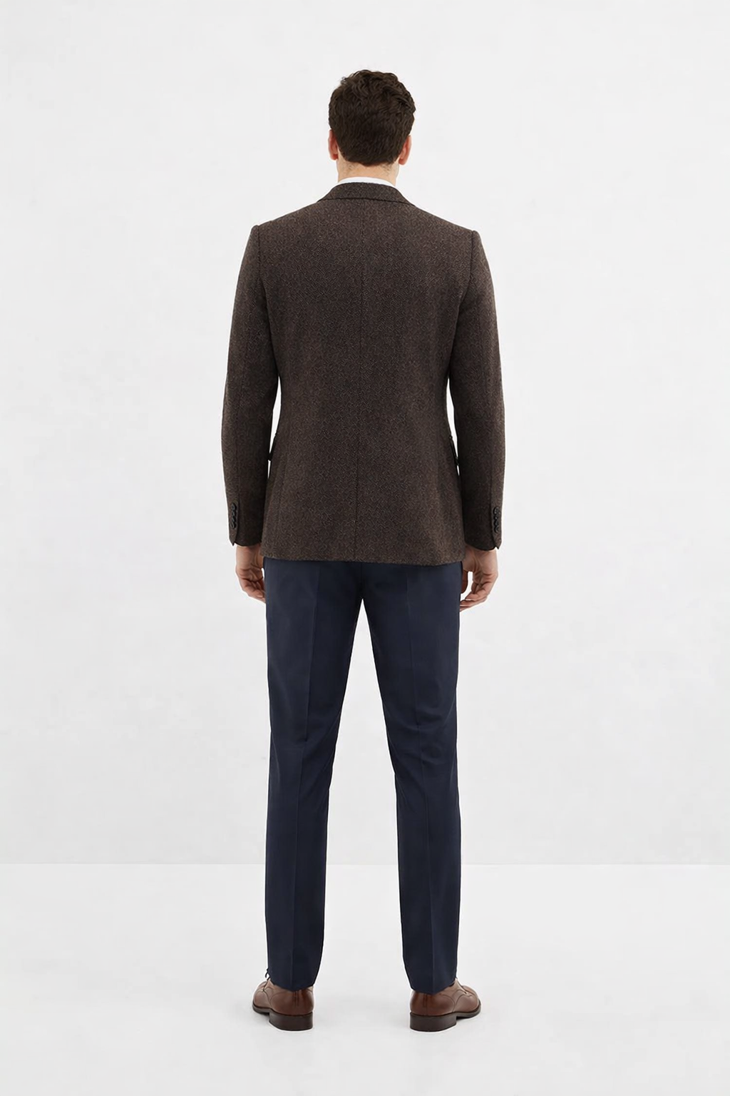 Mens Blazer Tweed Blazer Herringbone Wool Blazer - Z-Dark Brown