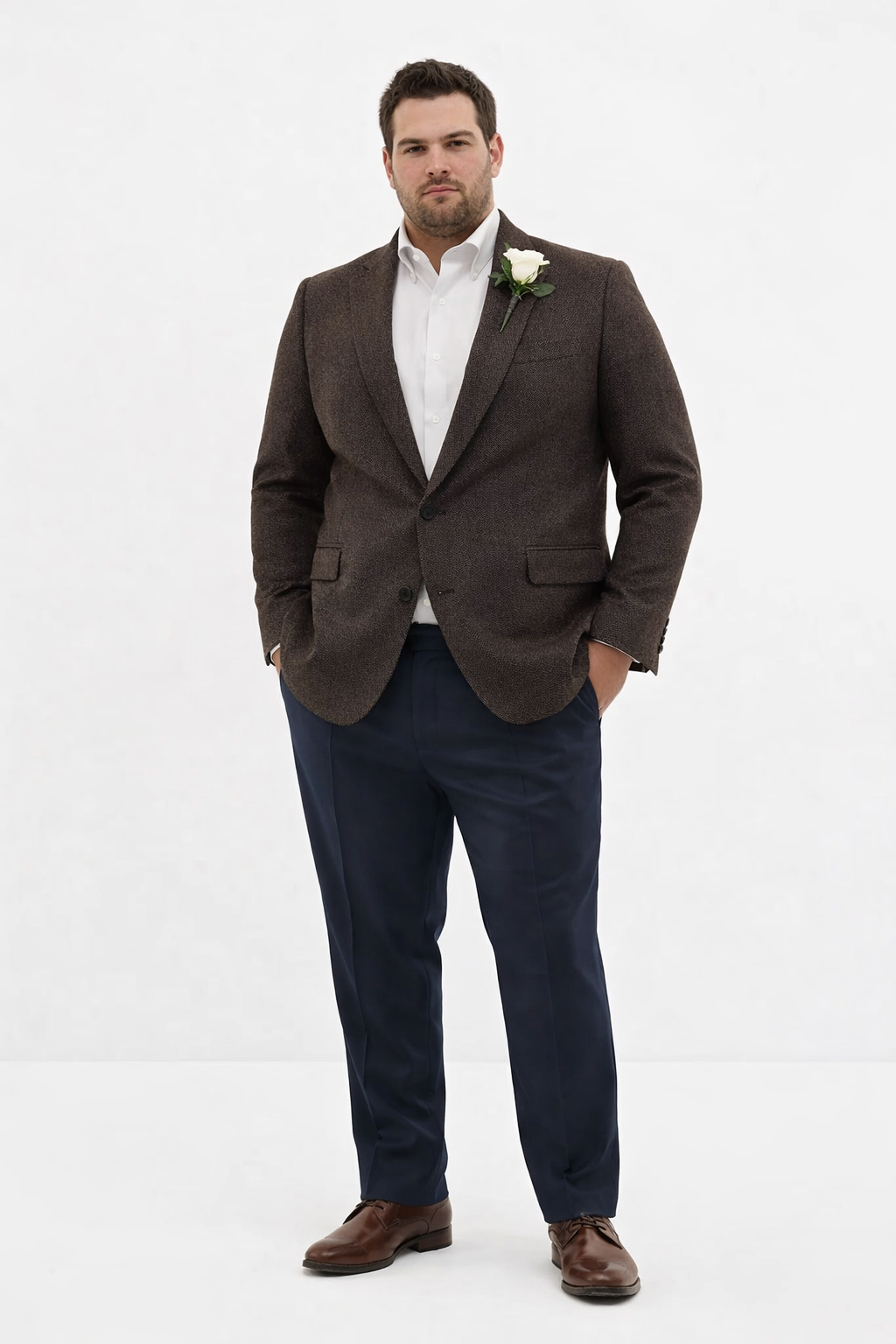 Mens Blazer Tweed Blazer Herringbone Wool Blazer - Z-Dark Brown