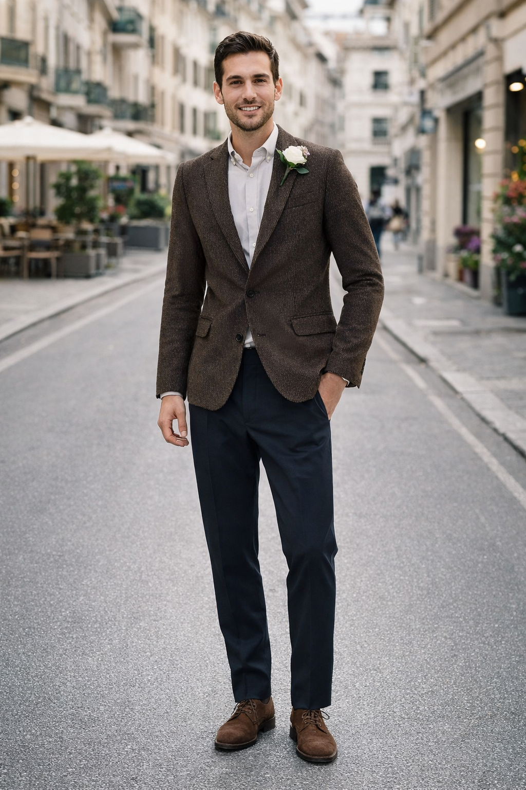 Mens Blazer Tweed Blazer Herringbone Wool Blazer - Z-Dark Brown