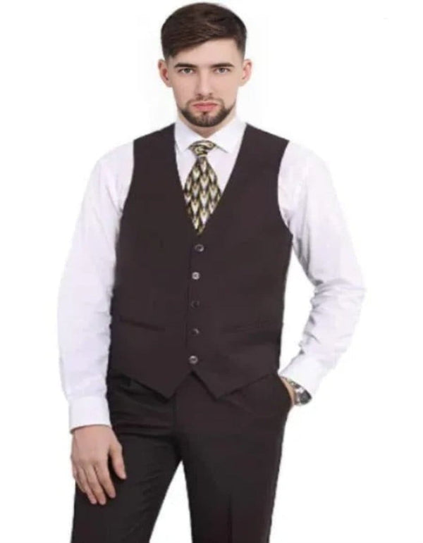 Mens Brown Five Button Suit Vest