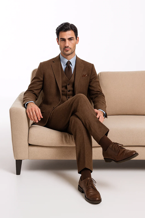 Mens Brown Wedding Suit