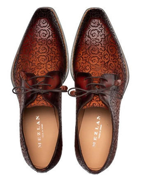 Mezlan Shoes Men's Designer Cognac Rust Fancy Embossed Derby Lontani