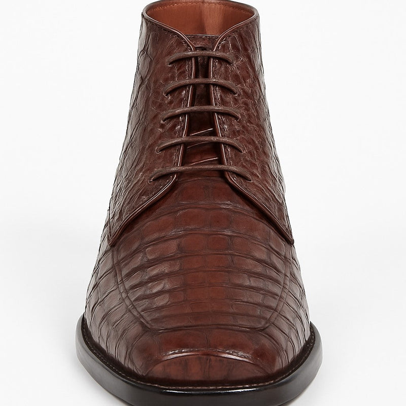 Mens Dress Ankle Boots Los Altos Boots Short Cowboy Boot - Western Ankle Boots Exotic Skin + Brown + Skin Type