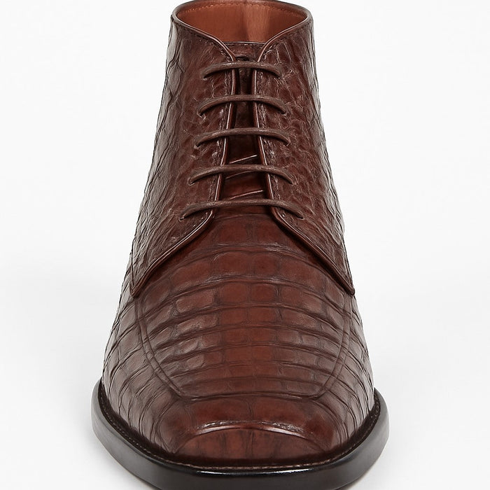 Mens Dress Ankle Boots Los Altos Boots Short Cowboy Boot - Western Ankle Boots Exotic Skin + Brown + Skin Type