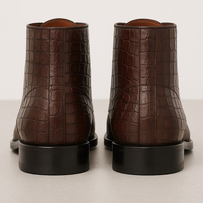 Mens Dress Ankle Boots Los Altos Boots Short Cowboy Boot - Western Ankle Boots Exotic Skin + Brown + Skin Type