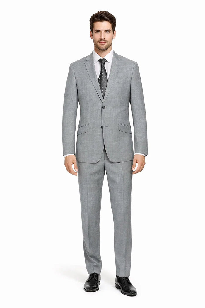 Mens Gray Plaid Suit Slim Fit 