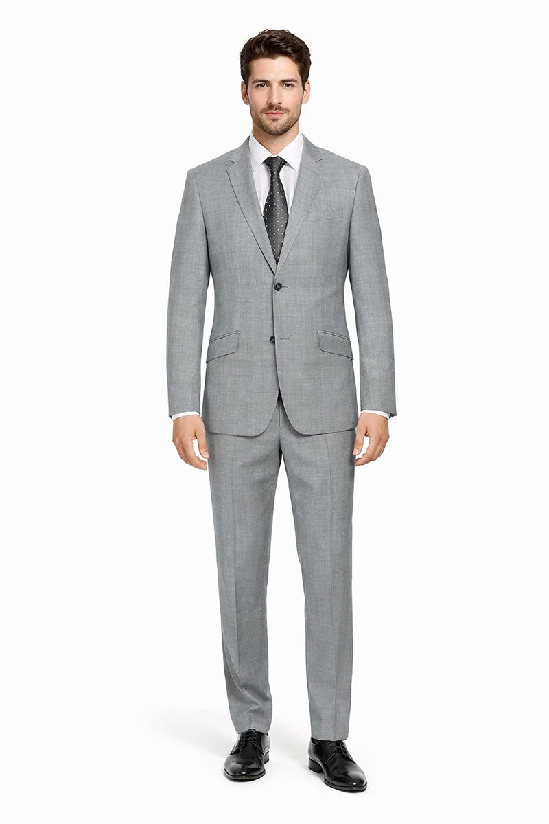 Mens Gray Plaid Suit Slim Fit 