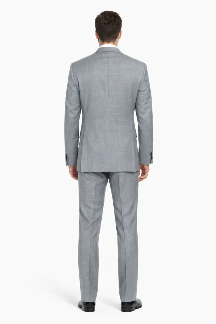 Mens Gray Plaid Suit Slim Fit 