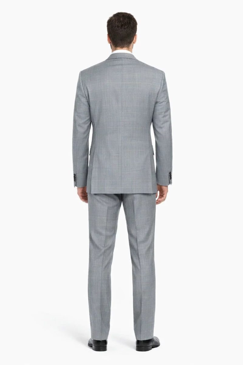 Mens Gray Plaid Suit Slim Fit 