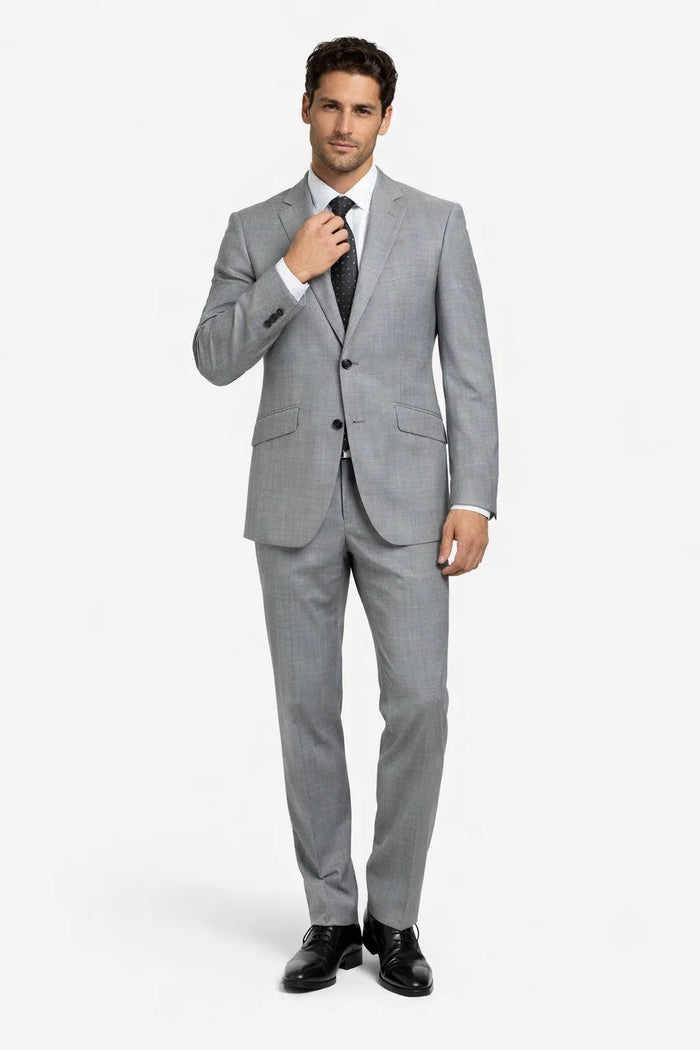 Mens Gray Plaid Suit Slim Fit 