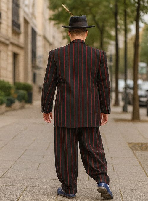 bold red striped gangster suit