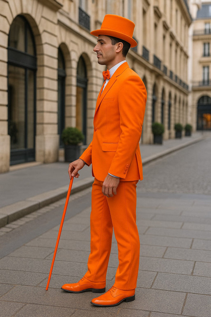Mens Orange Tuxedo With Pants - Orange Prom 2026 Suit