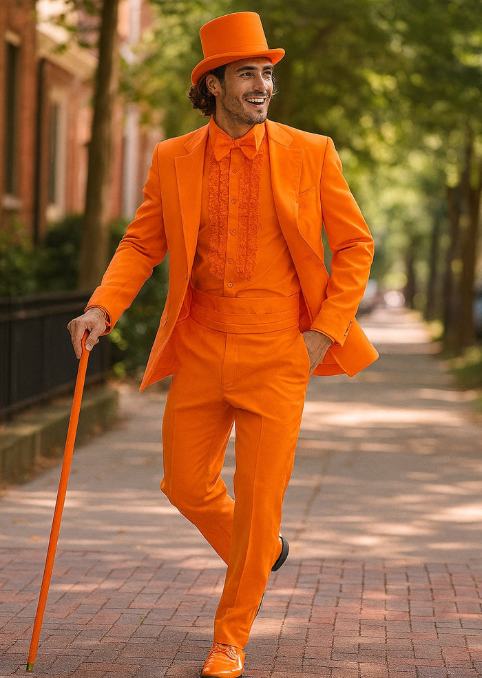 Mens Orange Tuxedo With Pants - Orange Prom 2026 Suit