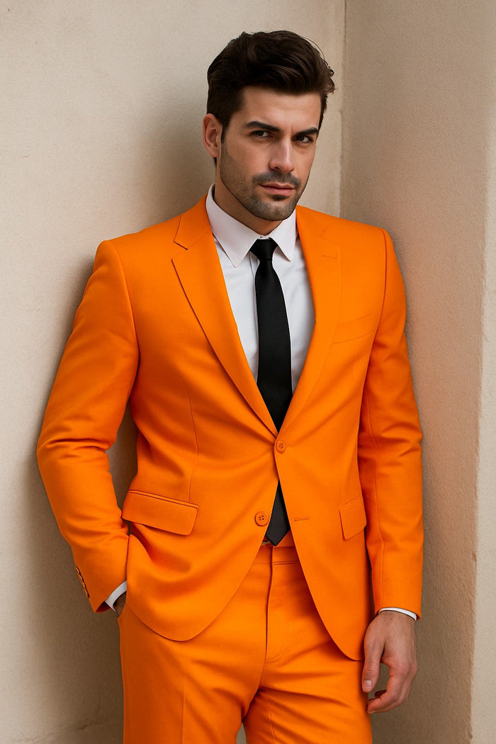 Mens Orange Tuxedo With Pants - Orange Prom 2026 Suit