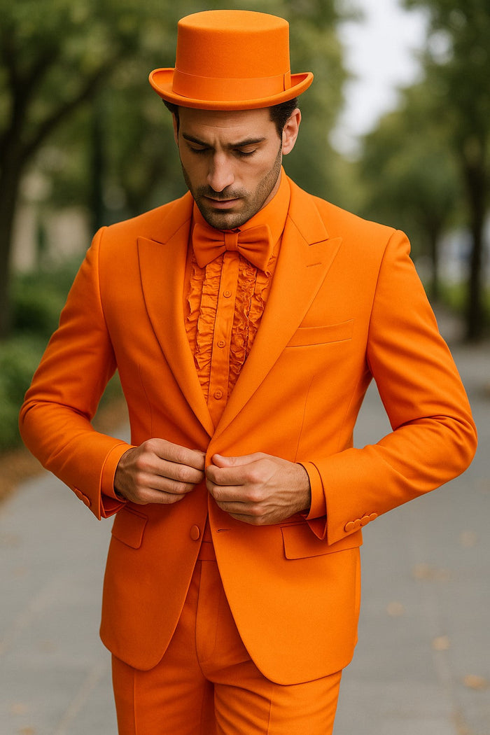 Mens Orange Tuxedo With Pants - Orange Prom 2026 Suit