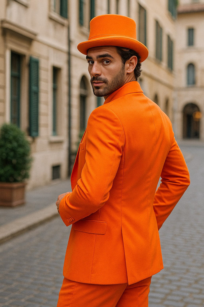 Mens Orange Tuxedo With Pants - Orange Prom 2026 Suit