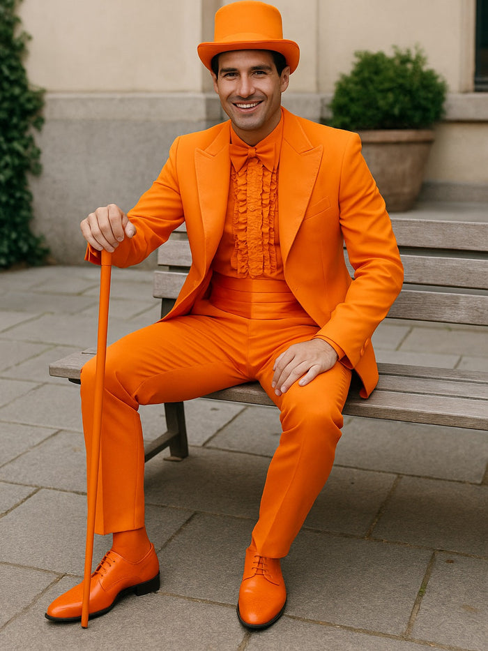 Mens Orange Tuxedo With Pants - Orange Prom 2026 Suit