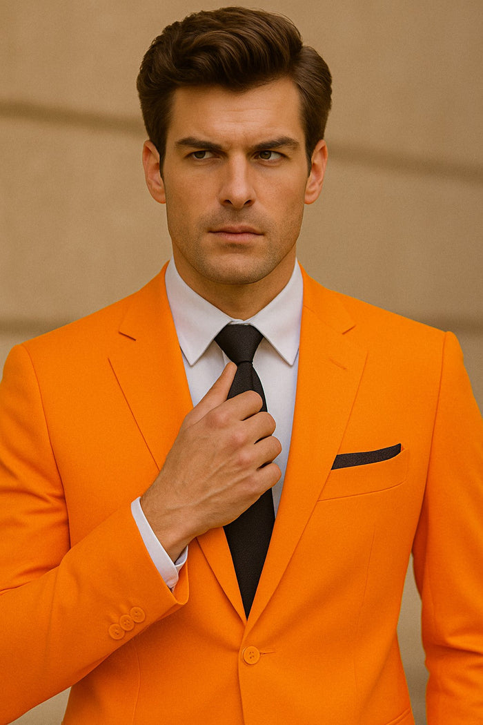 Mens Orange Tuxedo With Pants - Orange Prom 2026 Suit
