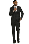 Mens Stacy Adams Modern Fit Vested Suit in Black Tonal Shadown Pinstripe