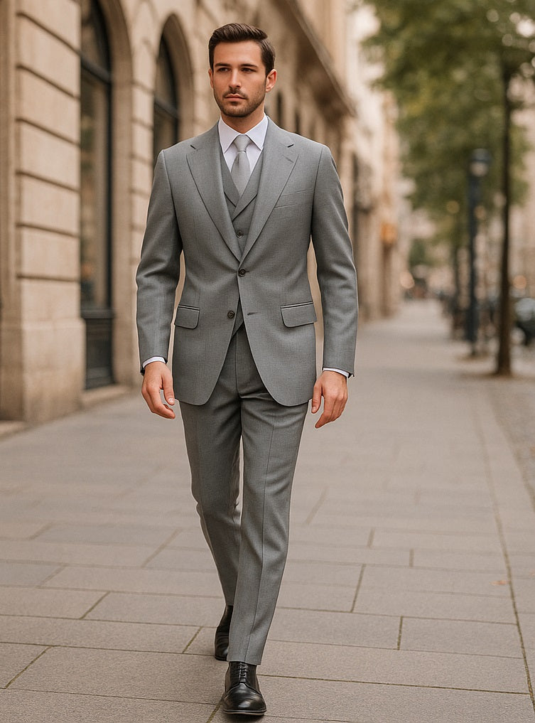 urban style gray three-piece suit