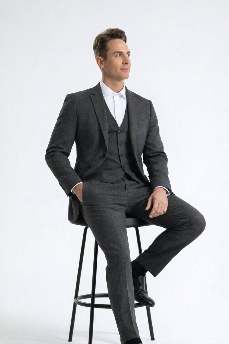 Mens Jacket + Pants Summer Seersucker Suit in Black on Black Pinstripe