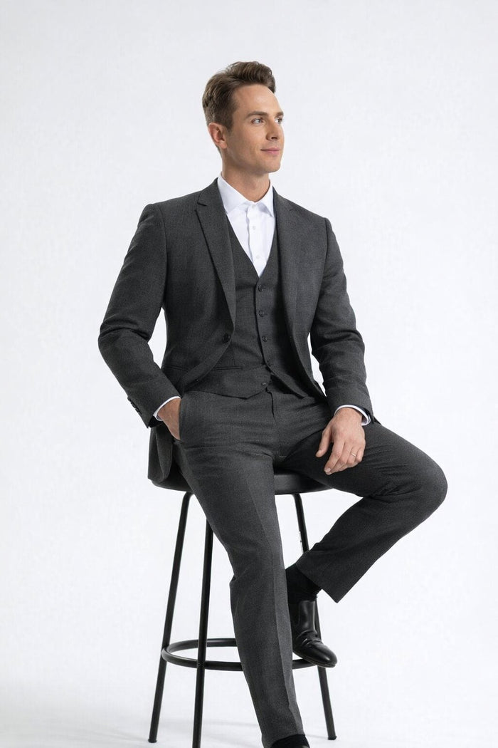 Mens Jacket + Pants Summer Seersucker Suit in Black on Black Pinstripe