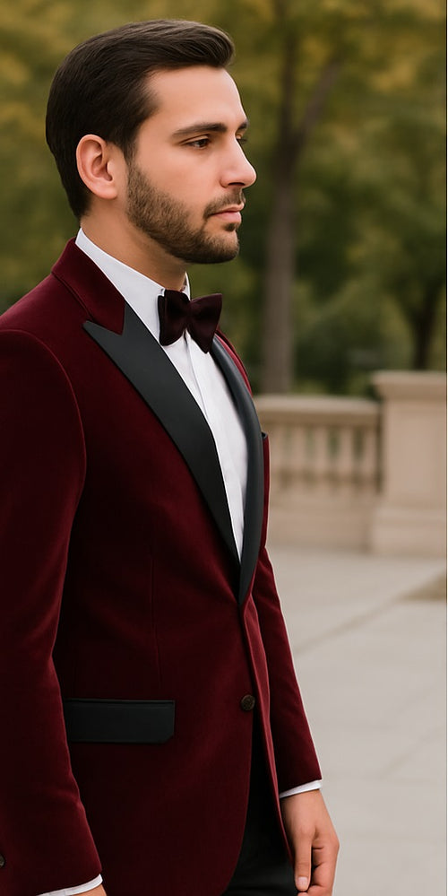 burgundy-velvet-tuxedo-black-lapel