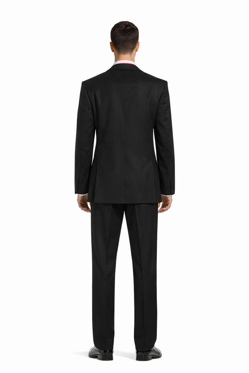 Black Suit With Red Vest and Tie Set