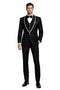 Mens One Button Satin Trim Shawl Tuxedo in Black & White