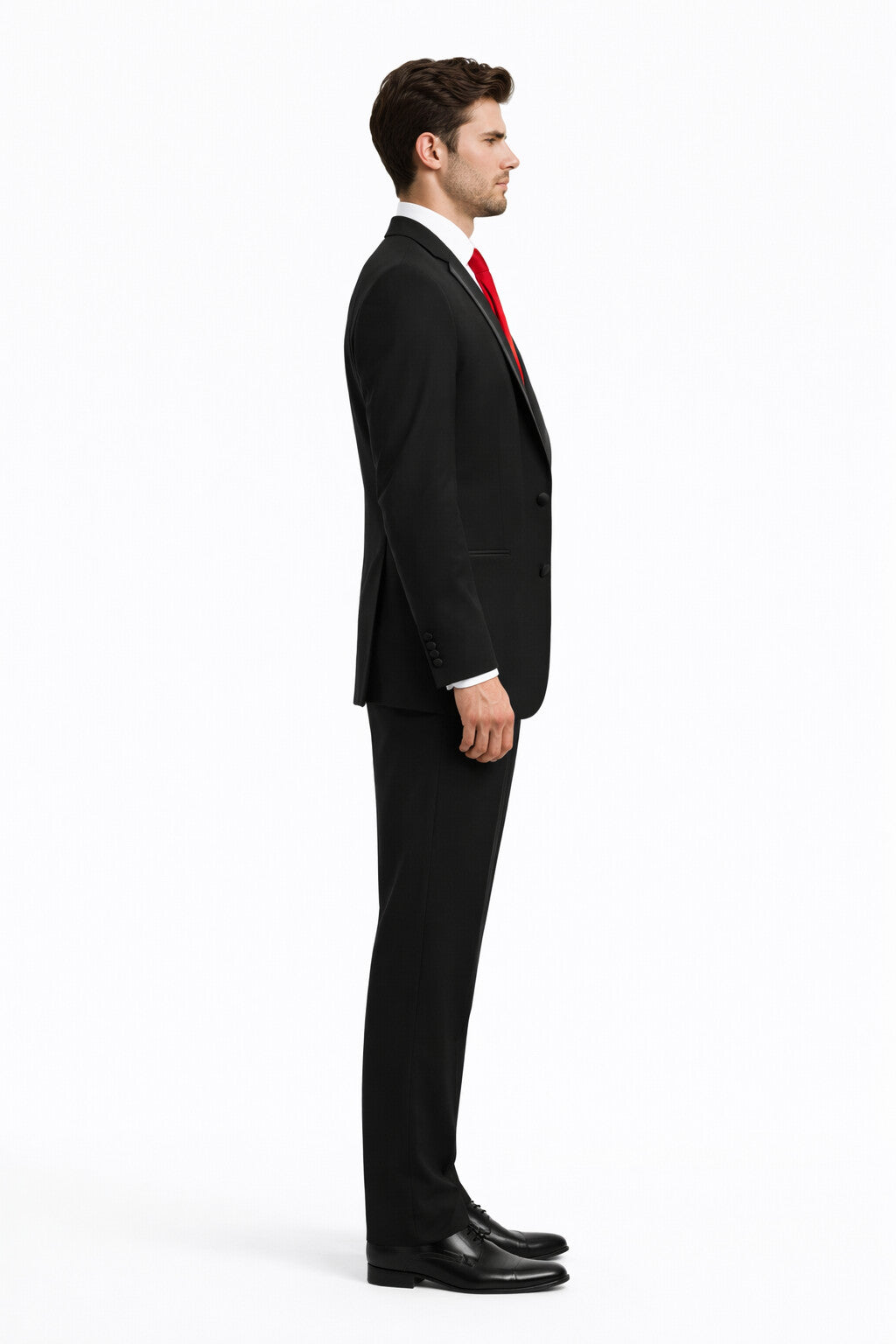 Black Suit With Red Vest and Tie Set