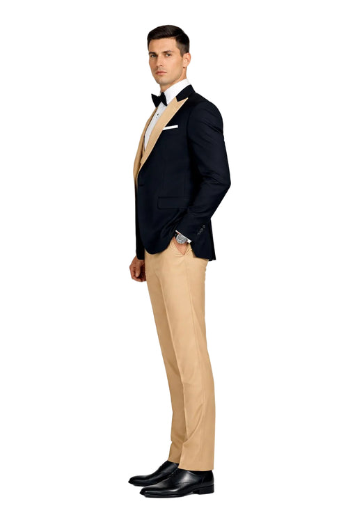 Statement Mens Champagne 3 Piece Modern Fit Designer Tuxedo
