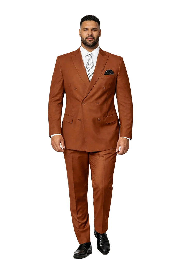 Men's Designer Double Breasted Wool Suit in Copper