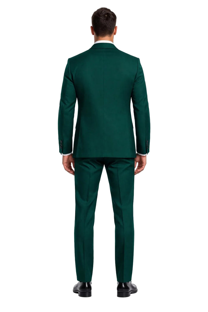 Mens Forest Green 3 Piece 2 Button Slim Fit Suit