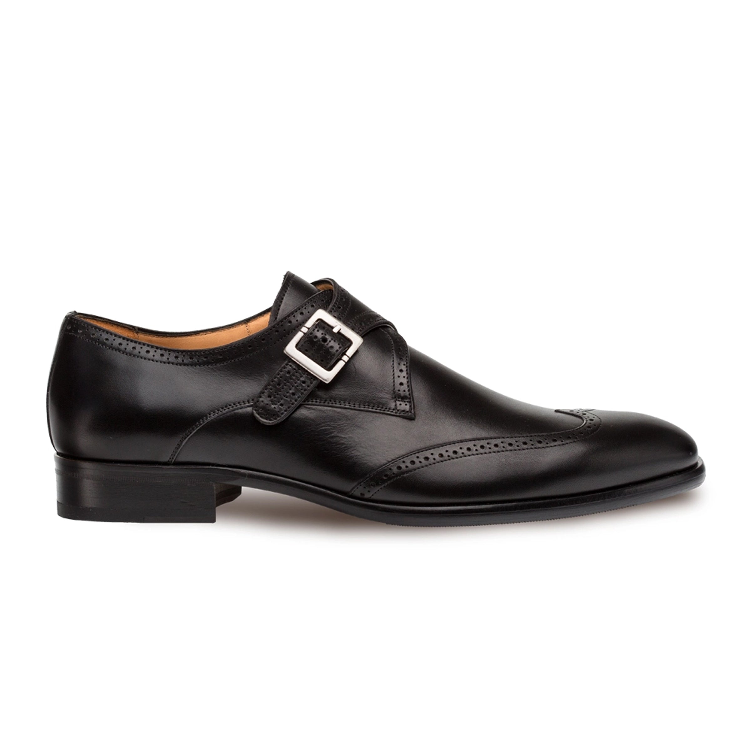 Mezlan Forest Men’s Cognac Calfskin Wingtip Monk Strap Dress Shoe
