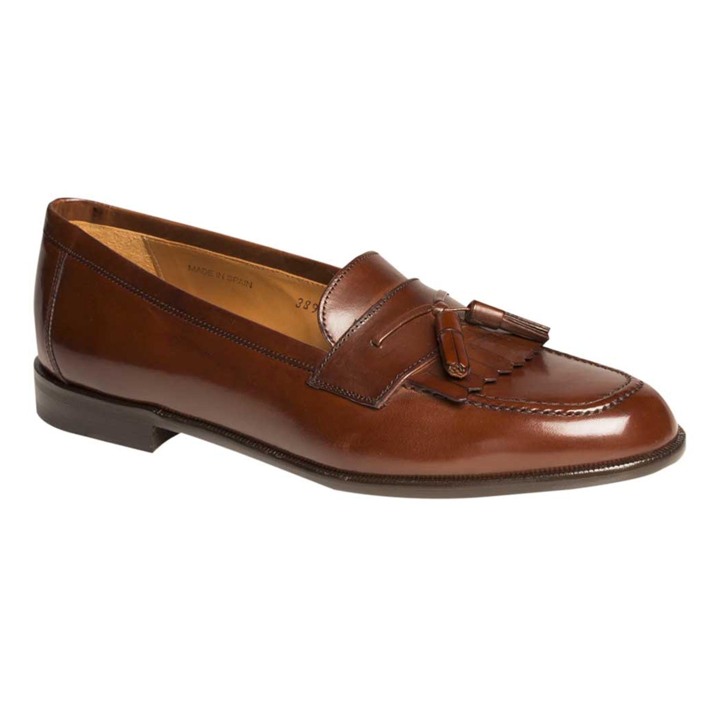 Mezlan Santander Tan Tassel Loafers – High-Shine Kiltie Slip-On Dress Shoes (Size 12 Last Call)