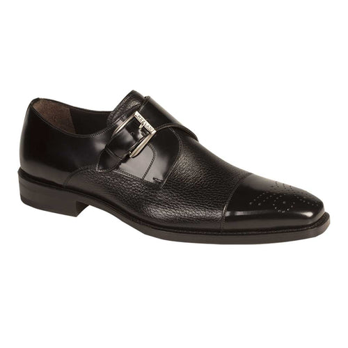 Mezlan Phoenix Black Deerskin Monk Strap Dress Shoes – Cap Toe Luxury Shoes