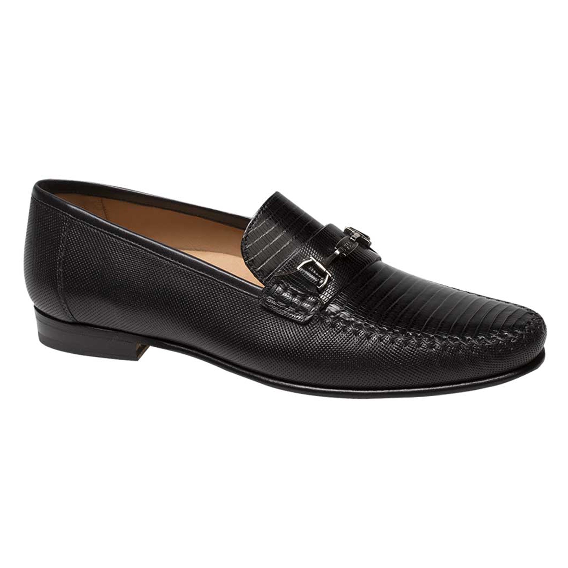Mezlan Sileno Men’s Moccasin Loafer – Black Genuine Lizard Leather Dress Shoe, Handmade in Spain
