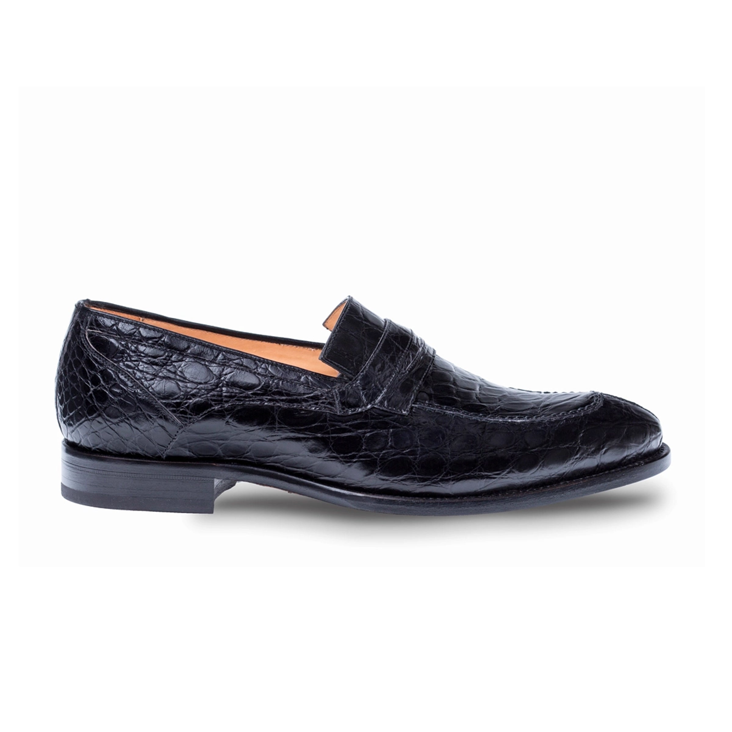 Mezlan Bixby Men’s Penny Loafer – Brown Genuine Caiman Crocodile Leather Dress Shoe, Handmade in Spain