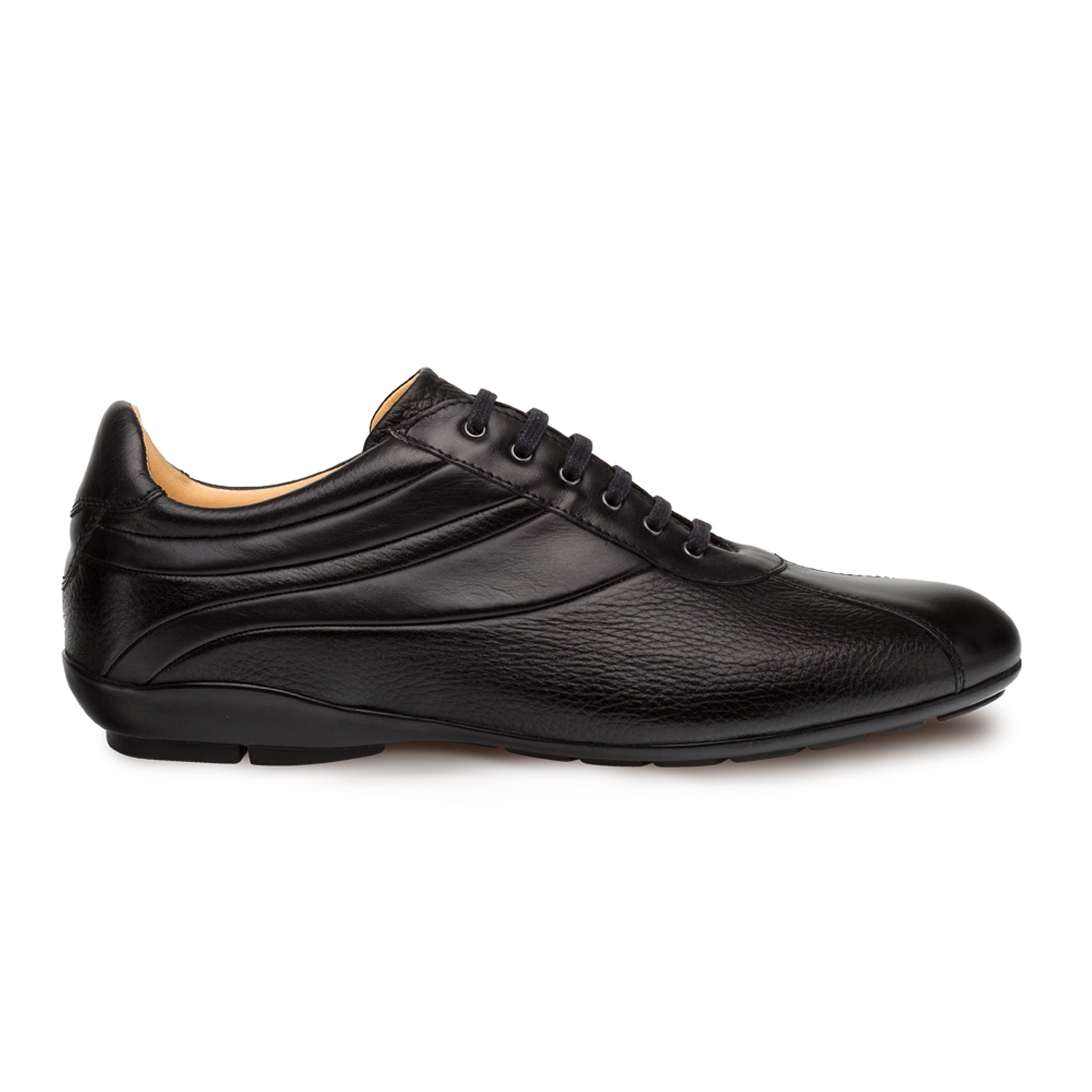 Mezlan Luka Men’s Sneaker – Black Calfskin and Deerskin Leather Casual Shoe, Handmade in Spain