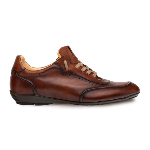 Mezlan Tivoli Men’s Sneaker – Cognac Calfskin Leather Low-Top Casual Shoe, Handmade in Spain