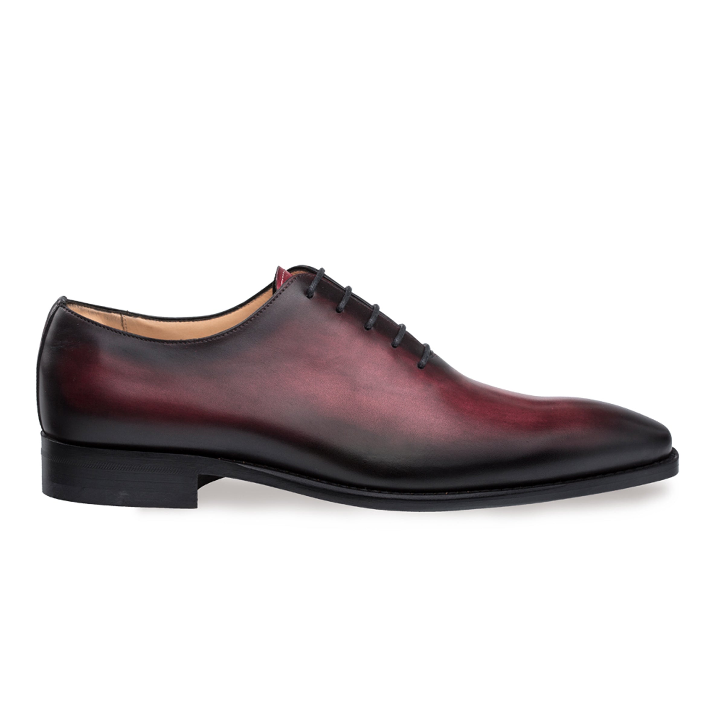 Mezlan Pamplona Men’s Oxford – Burgundy Calfskin Leather Plain Toe Dress Shoe, Handmade in Spain