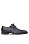 Mens Mezlan Cap-Toe Dress Lace-Up Blending Supple Textured Deerskin And Polished Calfskin With An Elegant Tassel Detail In Color Blue