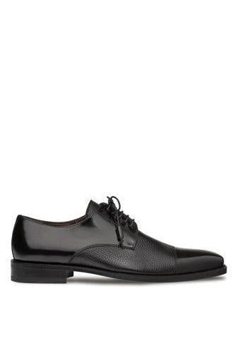 Mens Mezlan Cap-Toe Dress Lace-Up Blending Supple Textured Deerskin And Polished Calfskin With An Elegant Tassel Detail In Color Black
