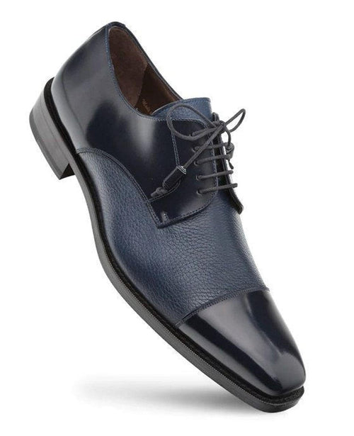 Mezlan Dress Shoes Blue Designer Cap Toe Soka