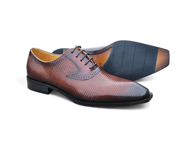 Carrucci Milano Lizard Embossed Oxford Dress Shoes