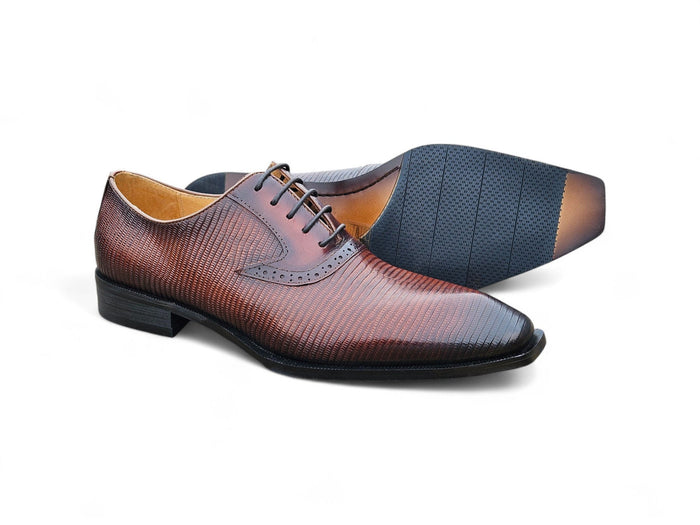 Carrucci Milano Lizard Embossed Oxford Dress Shoes