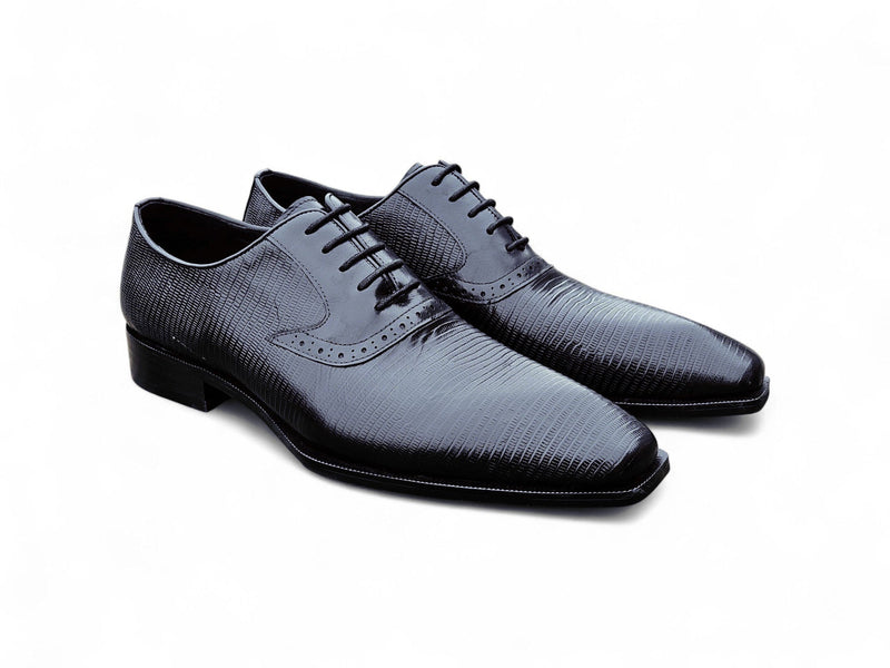 Carrucci Milano Lizard Embossed Oxford Dress Shoes