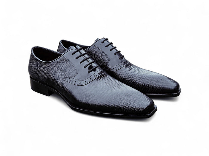 Carrucci Milano Lizard Embossed Oxford Dress Shoes