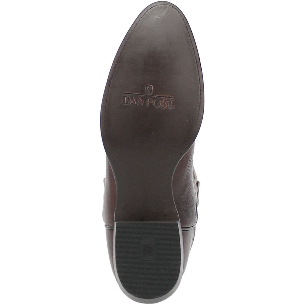 Dan Post Milwaukee cowboy boot. Tan leather upper, round toe, smooth texture. Features a tapered heel and durable outsole with tread. "Dan Post" branding embossed.

