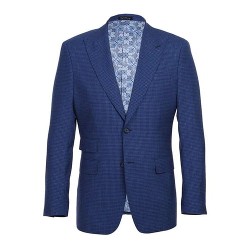 Wool Stretch with Linen Double Breasted Blue Slim Fit Suit